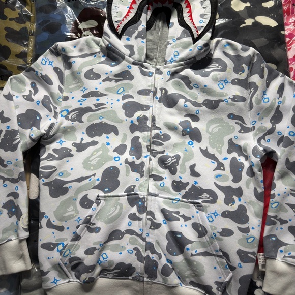 BAPE ABC Camo Double Shark Full Zip Hoodie 'Grey' - Picture 3 of 9
